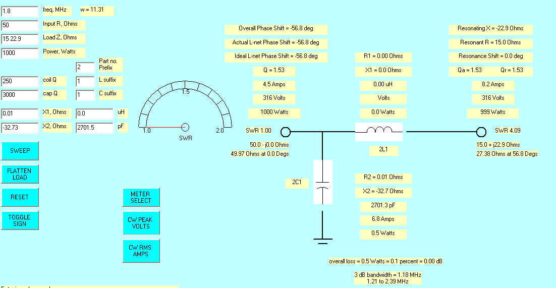 L network 2700 pF impedance limit