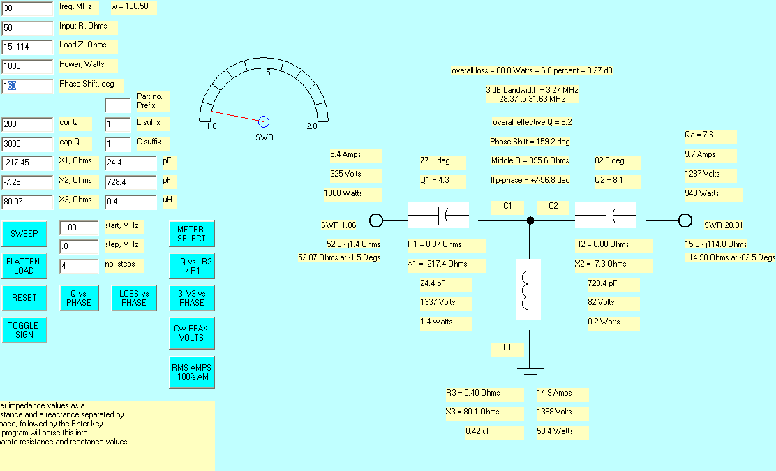 10 meter lower impedance limits T network