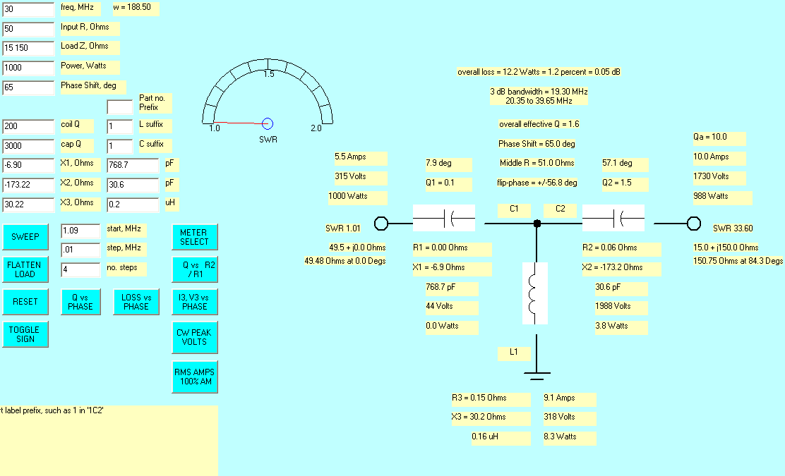 10 meter T network lower impedance limit inductive