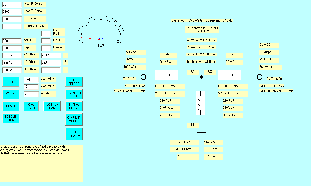 T network upper impedance limit set by inductance