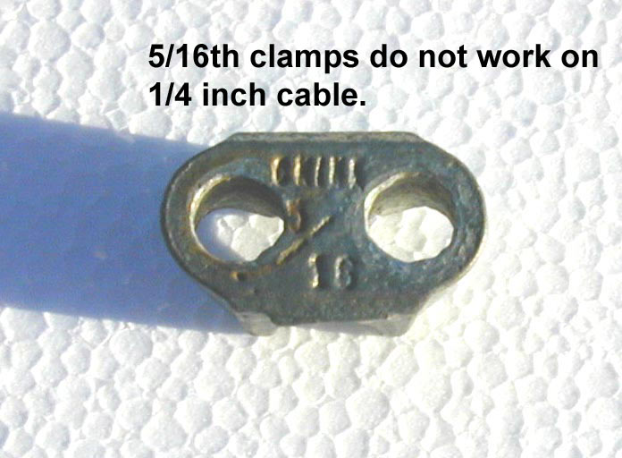 wrong clamps size for guyline